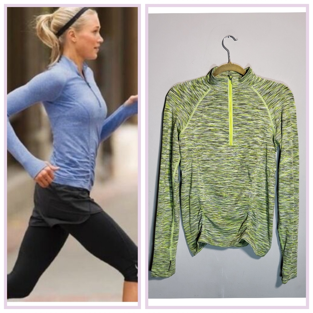 ATHLETA Fast Track Half Zip Pullover | Lime Green | size Medium